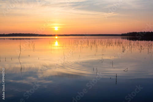 Beautiful sunrise on the lake