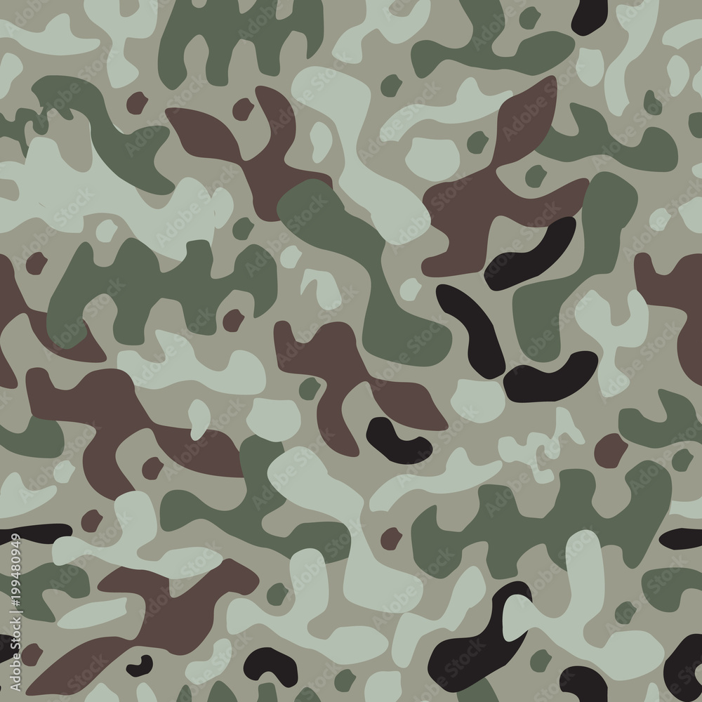seamless camouflage pattern. green, brown, black and white colors