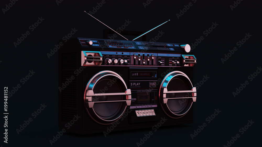 Fototapeta premium Boombox Moody 80s lighting 3d illustration