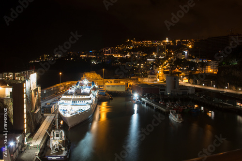 Panorama of Funchal Skyline at night (Night scene) Madeira island Portugal