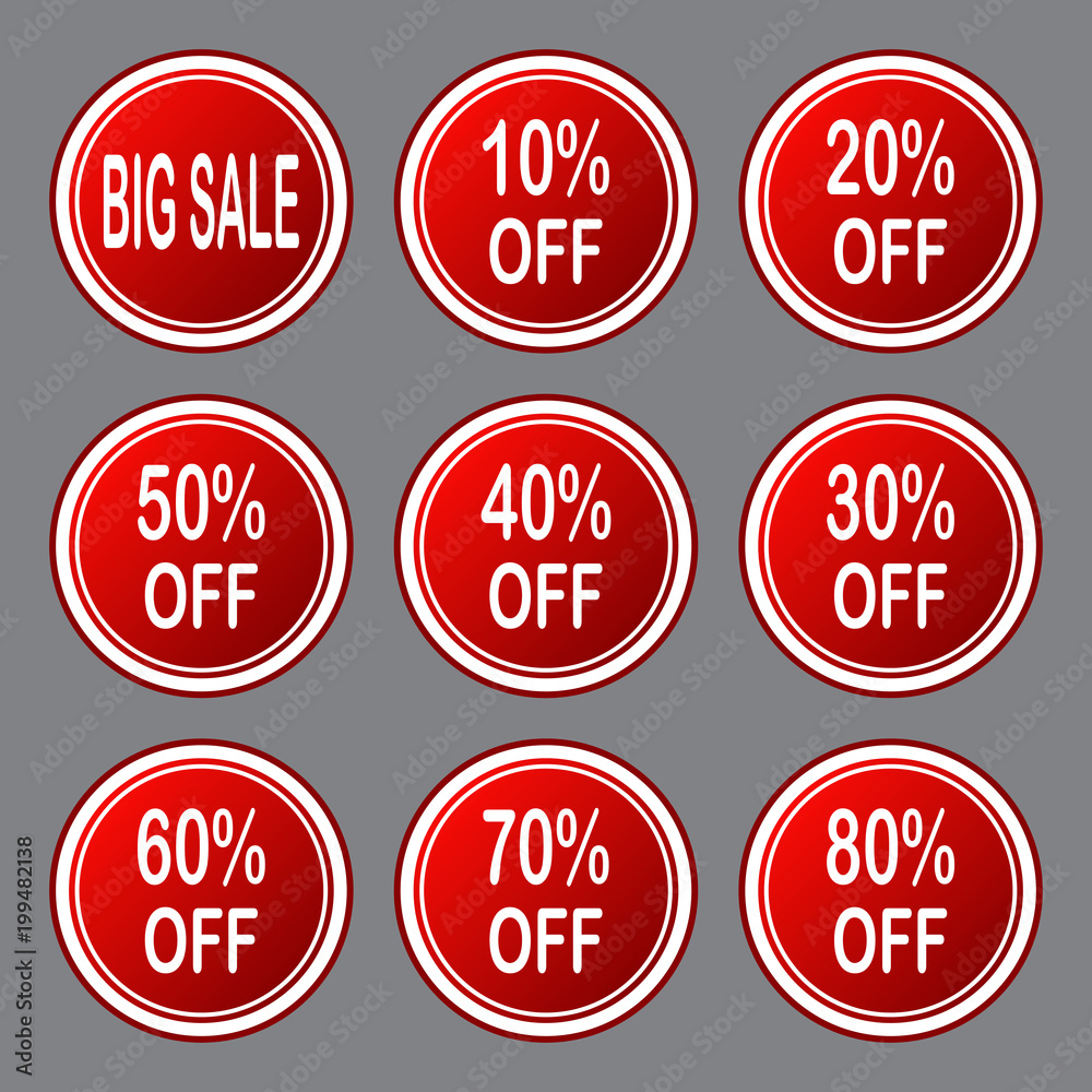 set of sale design elements isolated without a shadow. Sale. Stickers. Tags. Red discount signs. set of sale design elements isolated without a shadow. Sale. Stickers. Tags. Red discount signs.