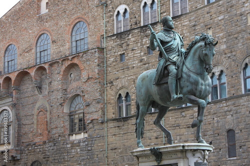 Florence - Piazza della Signoria The equestrian statue of Cosimo I de Medici by Gianbologna photo