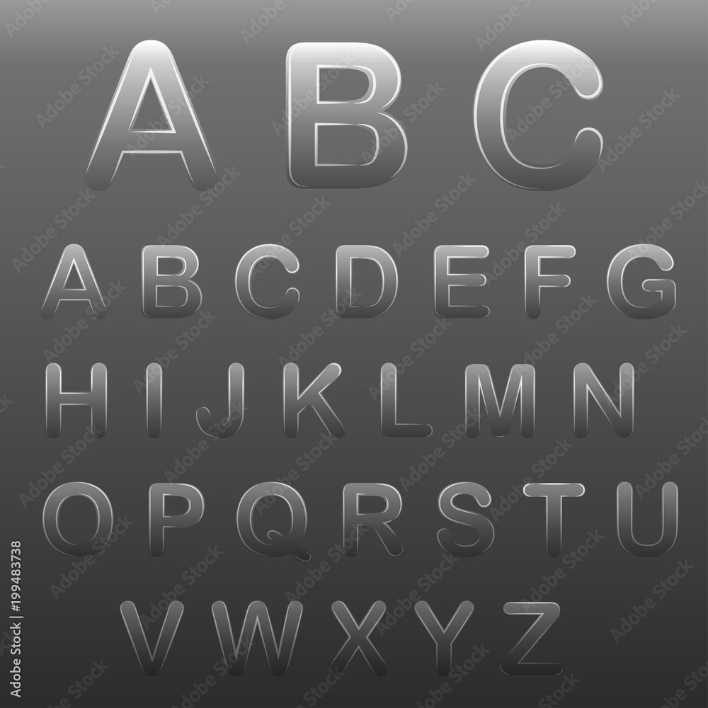 alphabet transparent glass. vector illustration