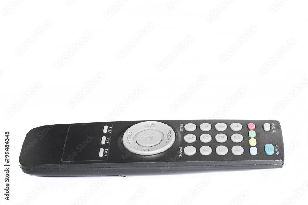 Tv remote control on white background.