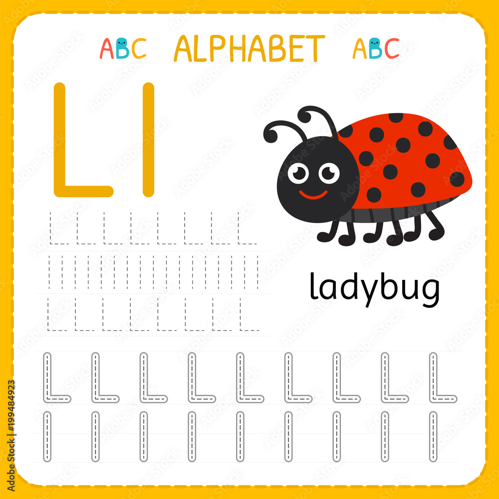 Alphabet Tracing Worksheet For Preschool And Kindergarten Writing Practice Letter L Exercises For Kids Stock Vector Adobe Stock