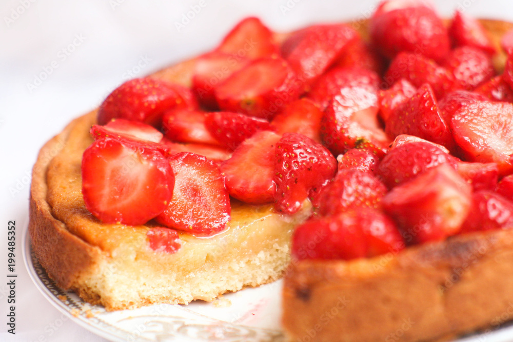Pie with strawberries and marzipan Pie with strawberries and marzipan