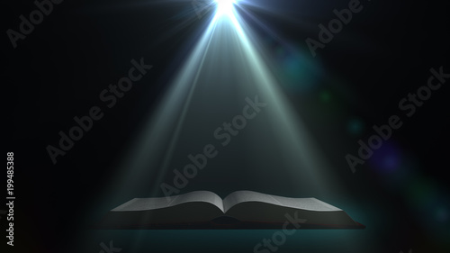 A mysterious book. The book in a mysterious light