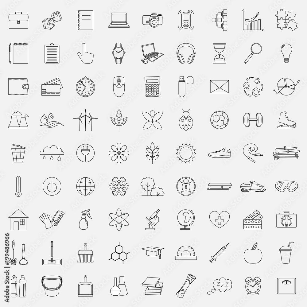 Vector illustration of line icons for different social spheres