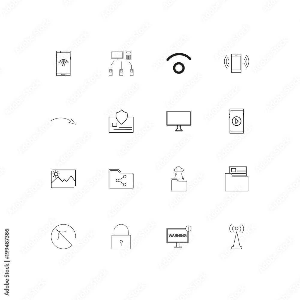 Network And Database simple linear icons set. Outlined vector icons