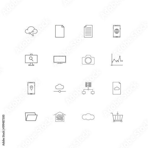 Network And Database simple linear icons set. Outlined vector icons