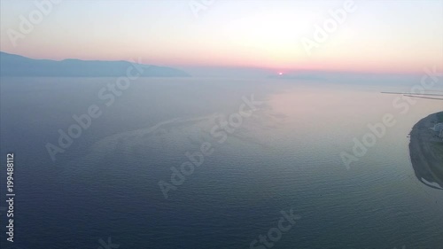 Ocean with the sunset in Albania photo