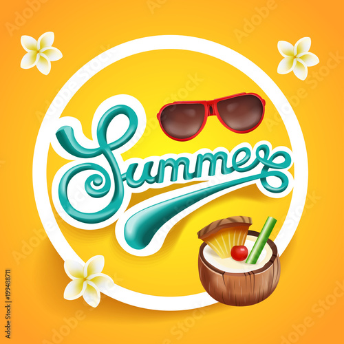 Summer poster for party, festival flyer. Banner design for invitation.