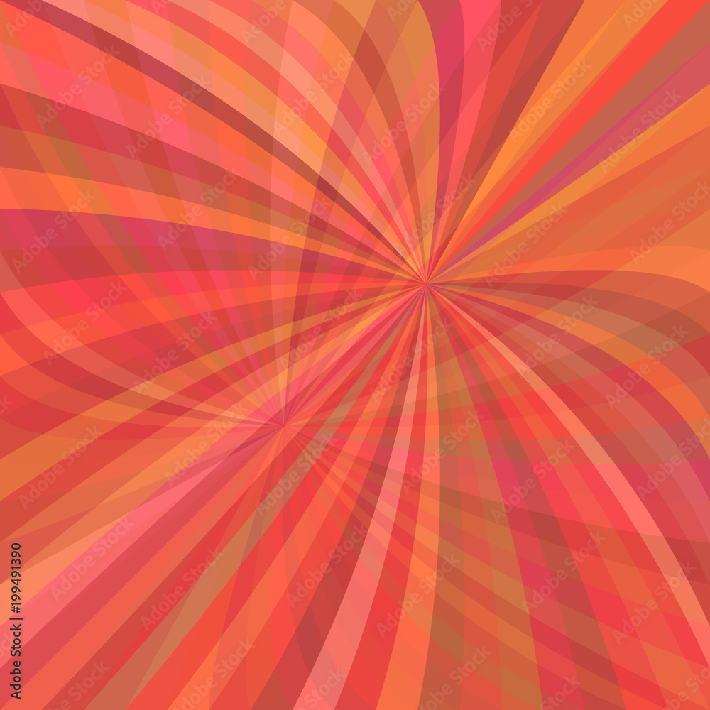 Red abstract curved ray burst background - vector illustration from curved rays