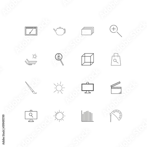 Creative Process And Design simple linear icons set. Outlined vector icons