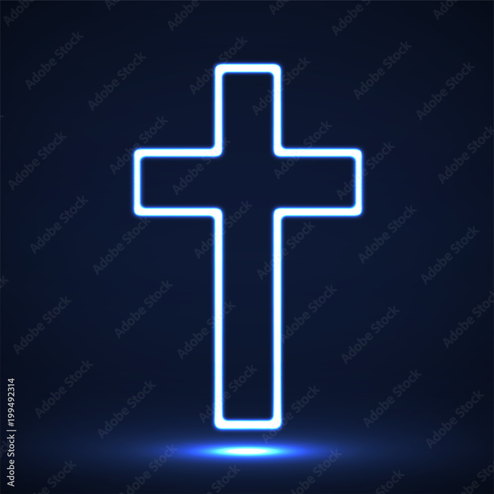 Glowing christian cross. Religious symbol. Vector illustration Glowing christian cross. Religious symbol. Vector illustration