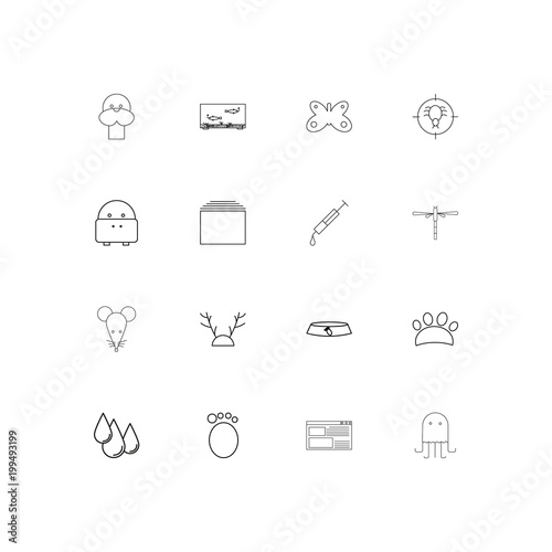 Animals simple linear icons set. Outlined vector icons