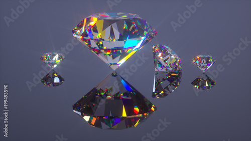 Photography Diamonds on top of reflective surface