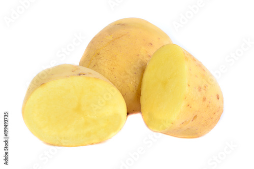 Fresh raw potatoes isolated.