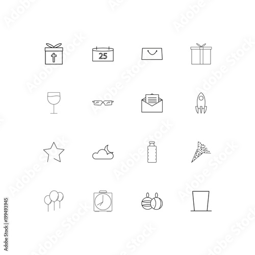 Holidays simple linear icons set. Outlined vector icons