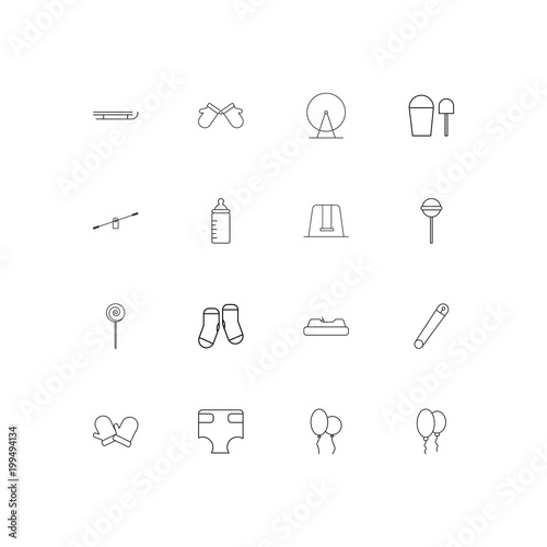 Baby, Kid And Newborn simple linear icons set. Outlined vector icons