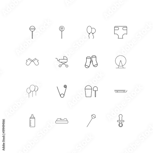 Baby, Kid And Newborn simple linear icons set. Outlined vector icons