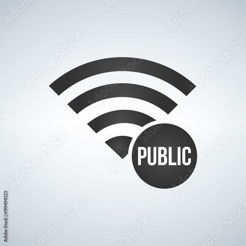 Wifi connection signal icon with public sign in the circle. vector illustration isolated on modern background.