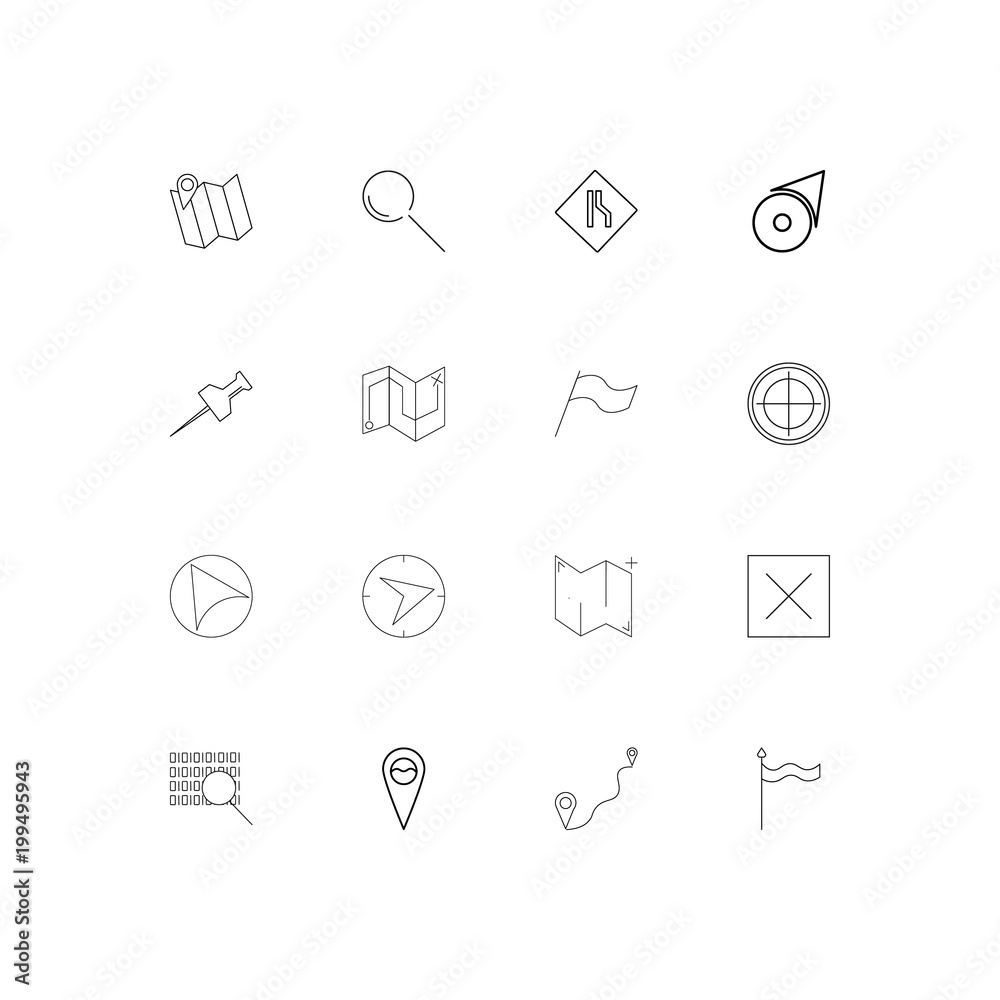Maps And Navigation simple linear icons set. Outlined vector icons Maps And Navigation simple linear icons set. Outlined vector icons