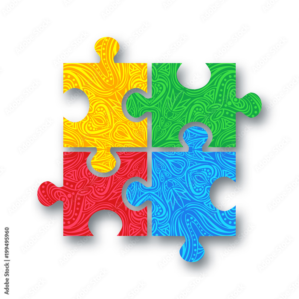 World autism awareness day. Colourful puzzle vector design hand drawn  background. Symbol of autism. Logo. Medical flat illustration. Health care  Stock Vector | Adobe Stock