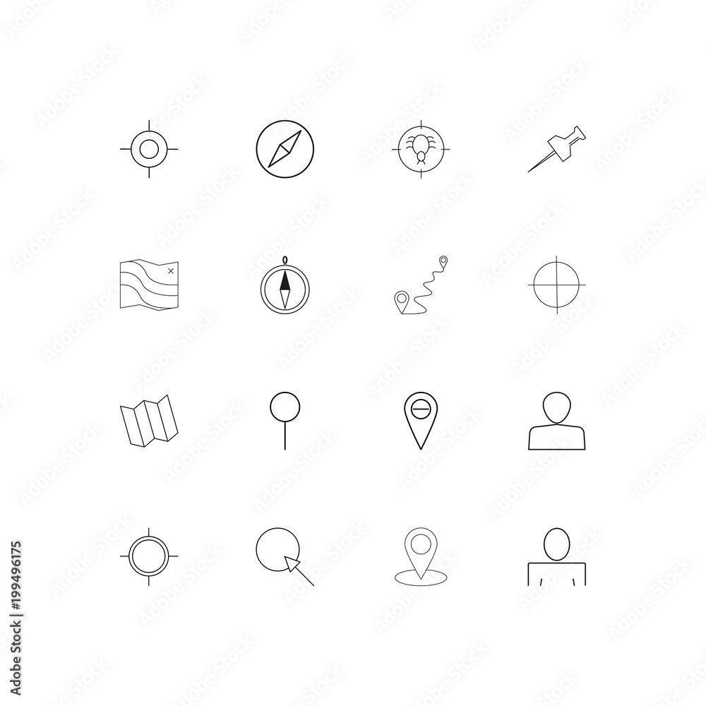 Maps And Navigation simple linear icons set. Outlined vector icons Maps And Navigation simple linear icons set. Outlined vector icons