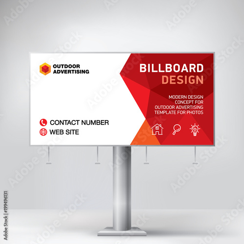 Billboard banner, modern design for outdoor advertising, template for posting photos and text, geometric background vector