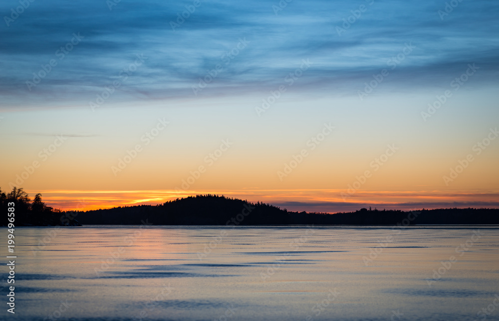 Landscape sunset silhouette