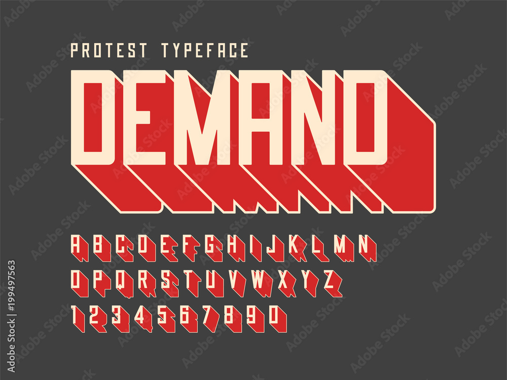 Protest display font design, alphabet, character set, letters and ...