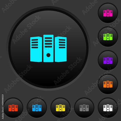 Server hosting dark push buttons with color icons