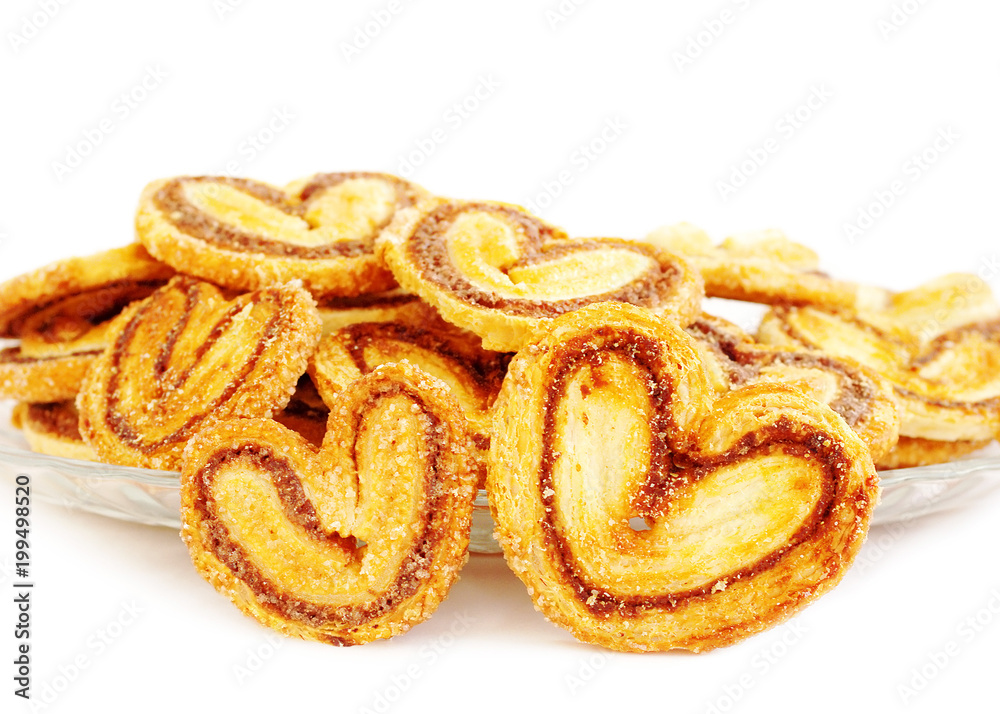 Figured cookies in the form of heart on a white background