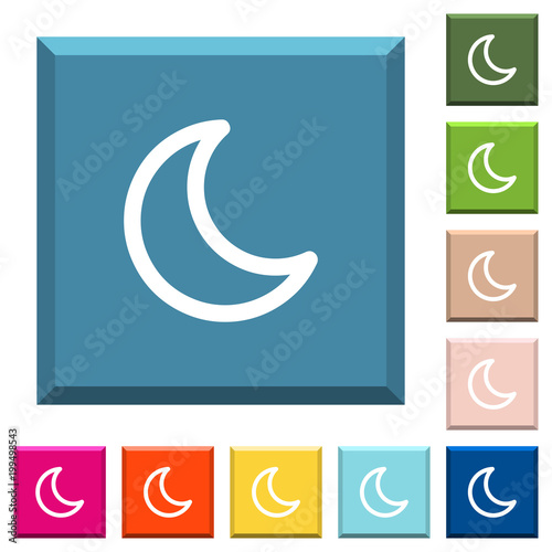 Moon shape white icons on edged square buttons