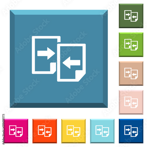 Share documents white icons on edged square buttons