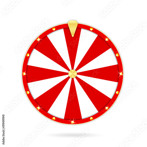 Realistic wheel of fortune isolated on white background. Gambling roulette and fortune wheel concept, casino prize and luck