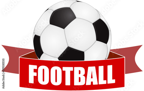 Abstract soccer ball wth red football banner