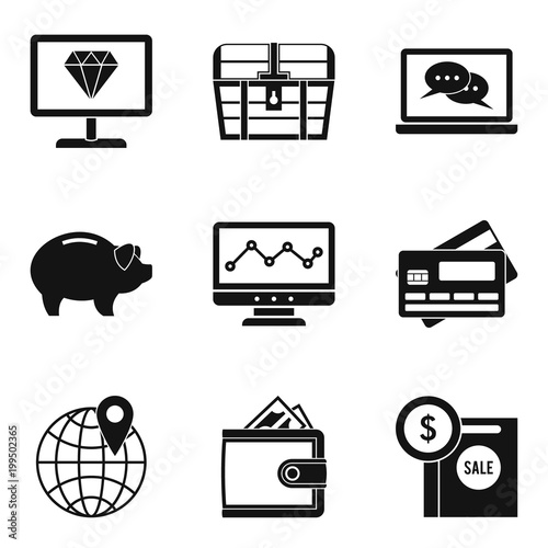 Marketplace icons set, simple style