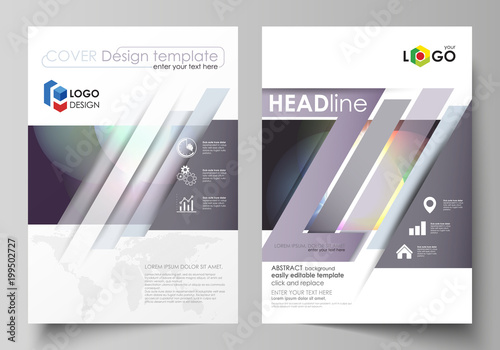 Business templates for brochure, magazine, flyer, booklet or annual report. Cover template, abstract vector layout in A4 size. Retro style, mystical Sci-Fi background. Futuristic trendy design.