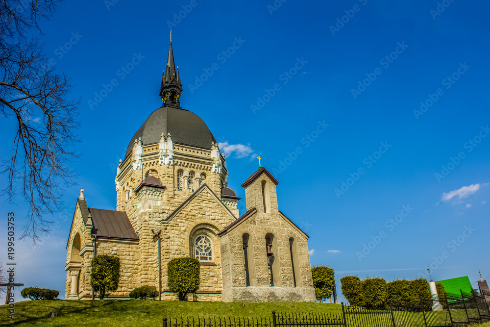orthodox church in summer bright landscape