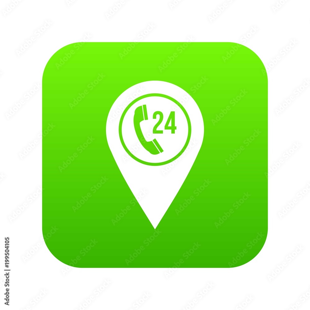 Map pointer with phone handset icon digital green Map pointer with phone handset icon digital green