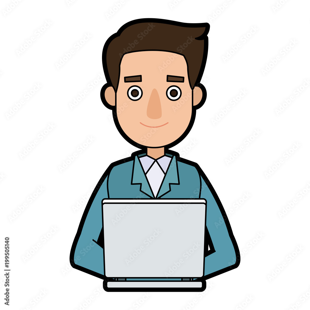 Businessman working with laptop vector illustration graphic design Businessman working with laptop vector illustration graphic design