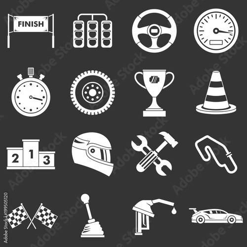 Racing speed icons set grey vector