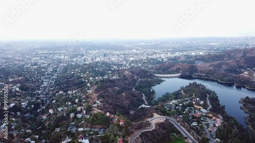 Aerial of City and Homes of Hollywood in California