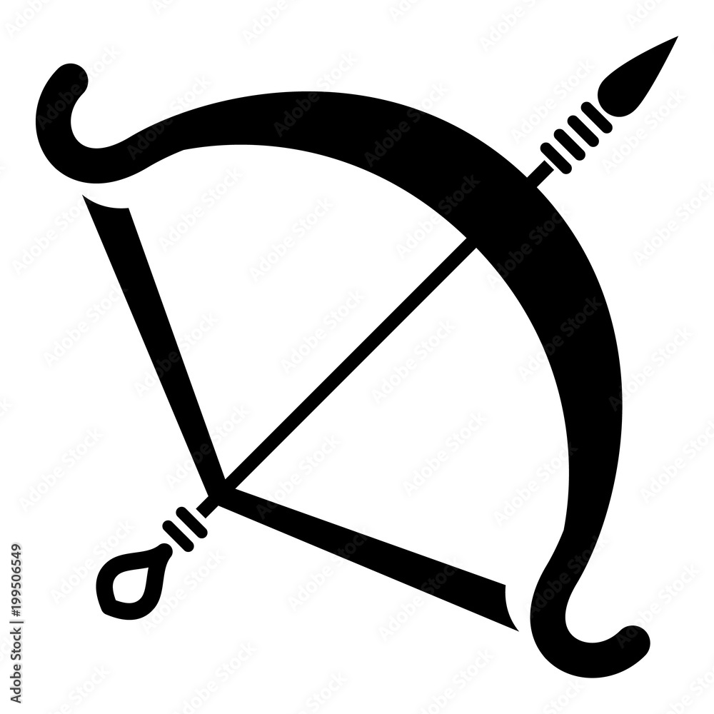 Old bow icon, simple style Old bow icon, simple style