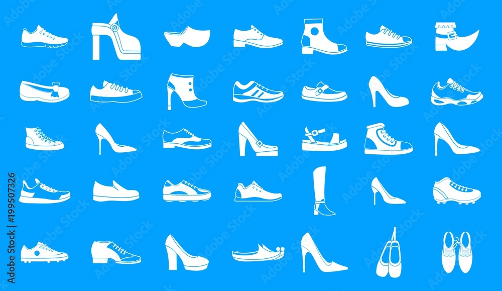 Shoes icon blue set vector