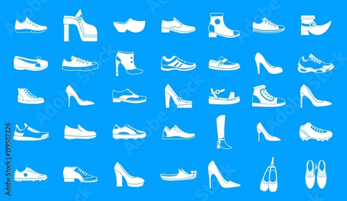 Shoes icon blue set vector