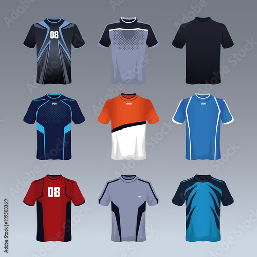 Set of sport tshirt male wear collection vector illustration graphic design