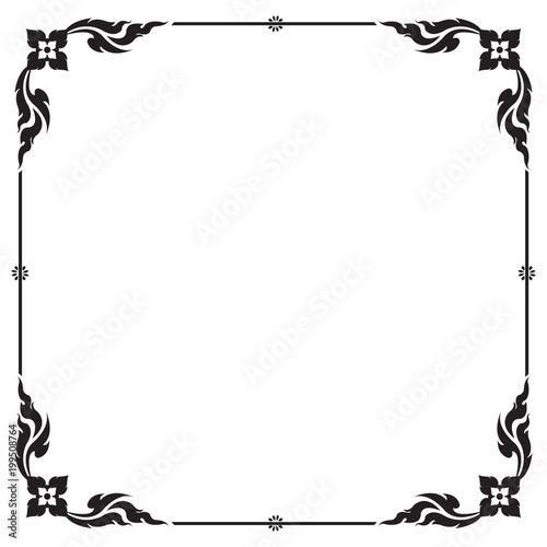 Wallpaper Mural Decorative frame and border, Square frame, Black and white, Thai pattern, Vector illustration Torontodigital.ca